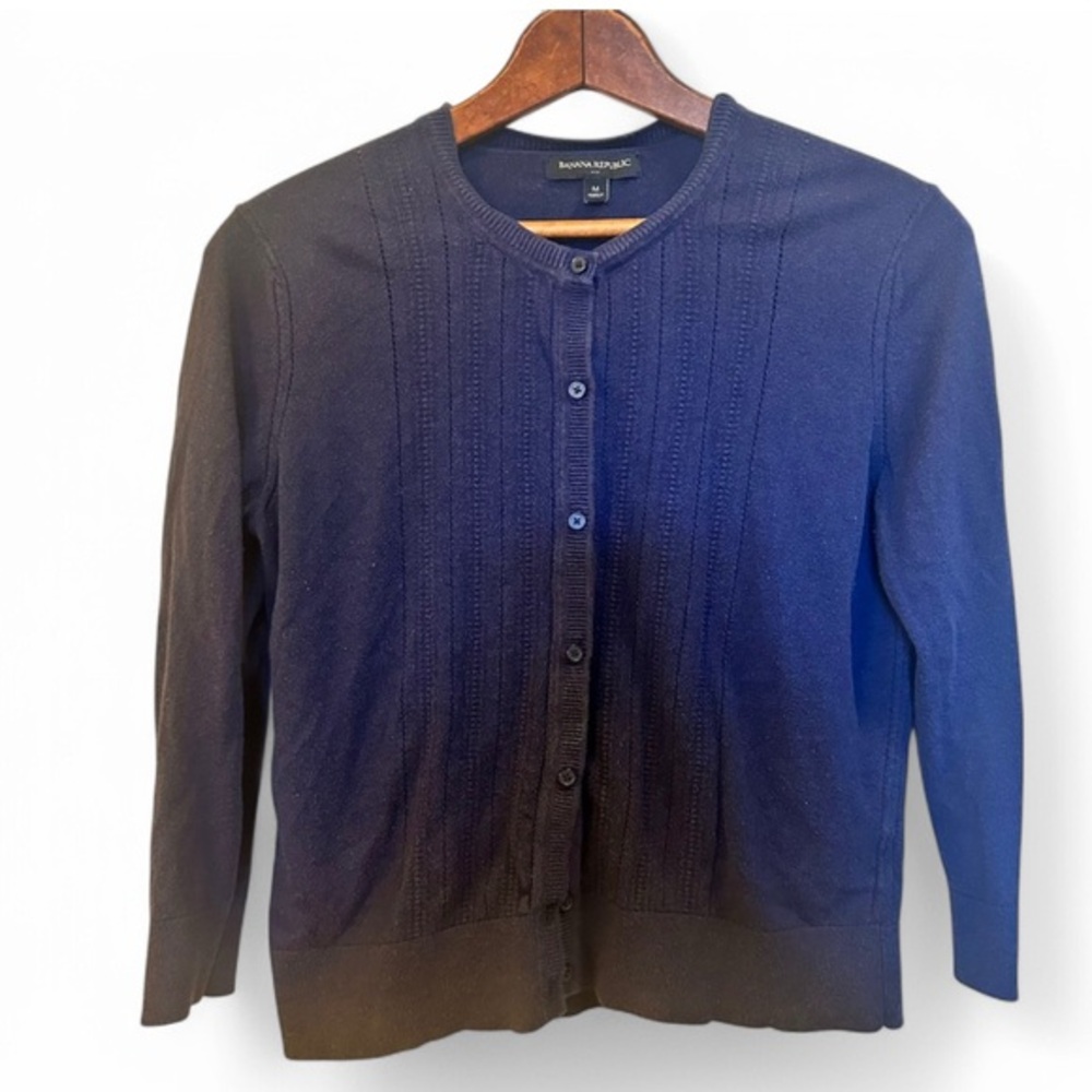 Banana Republic Women's Navy Button up Cardigan Sweater Sz M